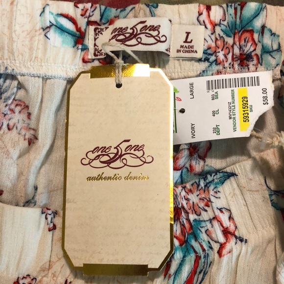 ONE-5-ONE Size Large Tall Floral Print Pants Elastic & Tie Waist Beach $60 NEW - Picture 6 of 12